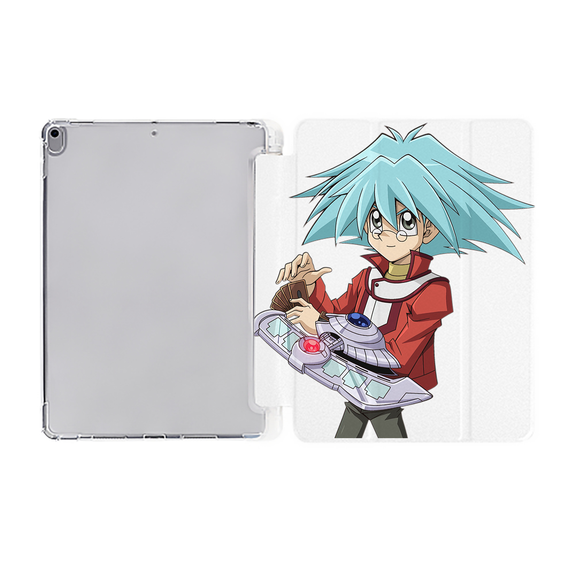 （画像用） 遊☆戯☆王 Yu-Gi-Oh! IPad ケース ペン収納付き 三つ折りスタンド PUレザー×シリコン 対応機種9.5/10.5/10.9インチ